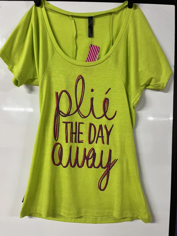 PLIE THE DAY AWAY "Sugar and Bruno" Scoop Neck Tee Small Adult